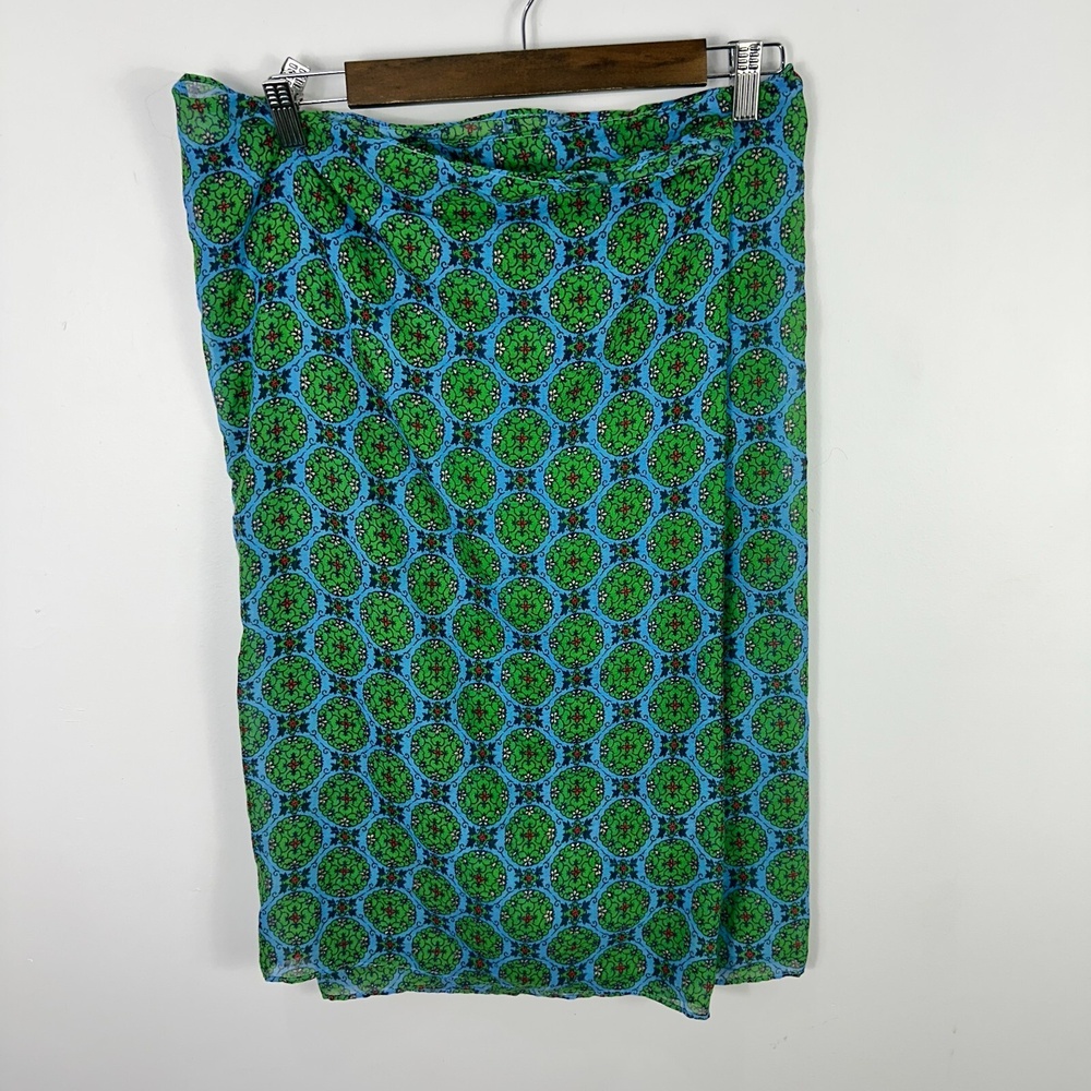 Aerie Green Blue Boho Floral Print Infinity Scarf Lightweight Sheer One Size